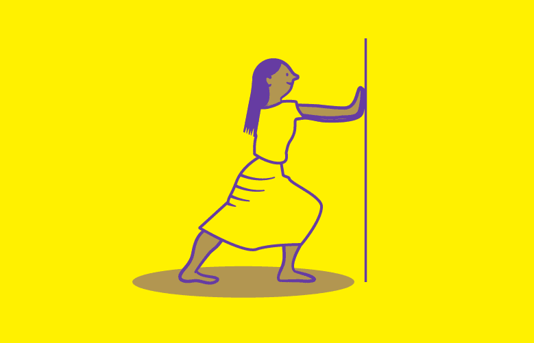 Illustration of a woman stretching her calf