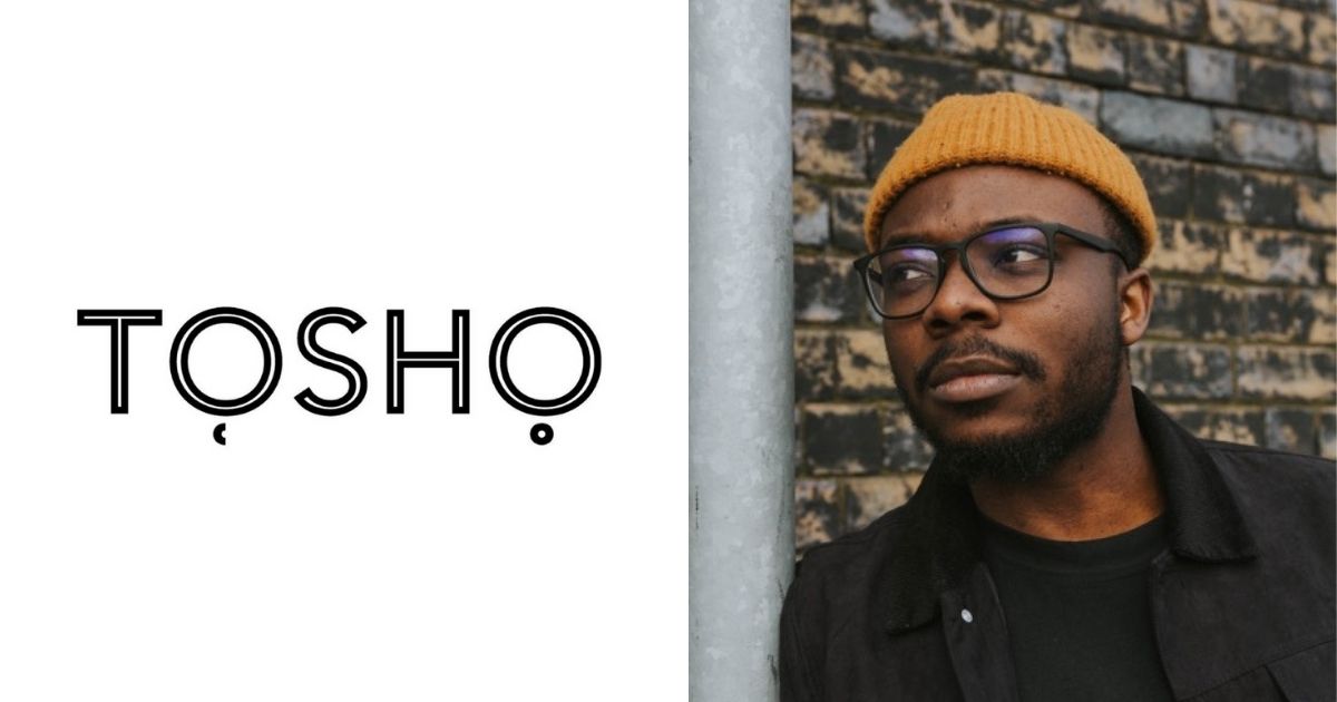 TOSHO & Co Logo with a photo of Michael - a young, black man wearing glasses and a yellow beanie